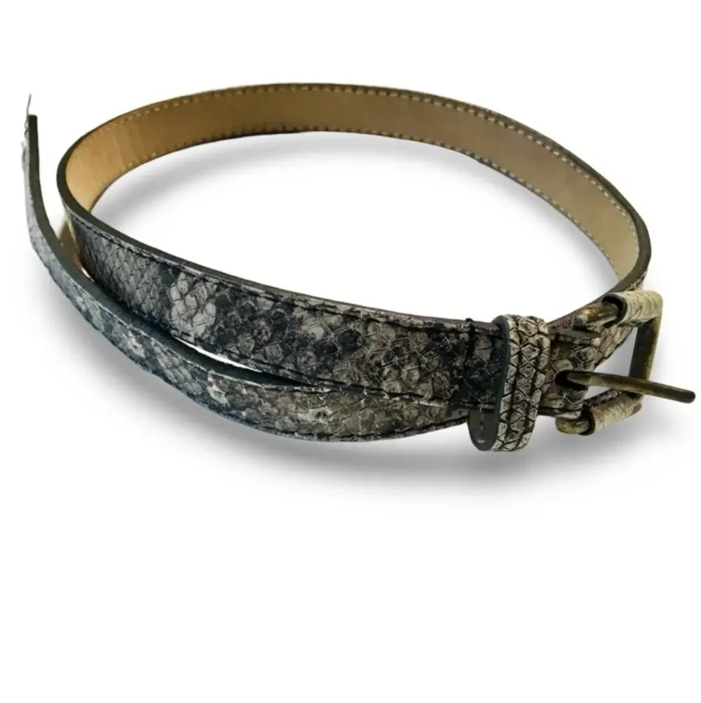Snake Print Leather Belt
